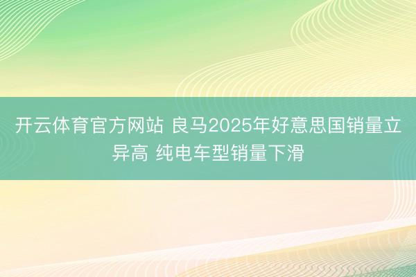 開云體育官方網站 良馬2025年好意思國銷量立異高 純電車型銷量下滑
