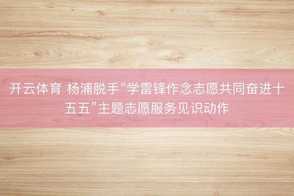 開云體育 楊浦脫手“學雷鋒作念志愿共同奮進十五五”主題志愿服務見識動作